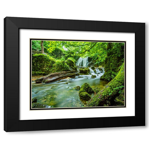 Waterfall 58 Black Modern Wood Framed Art Print with Double Matting by Lee, Rachel