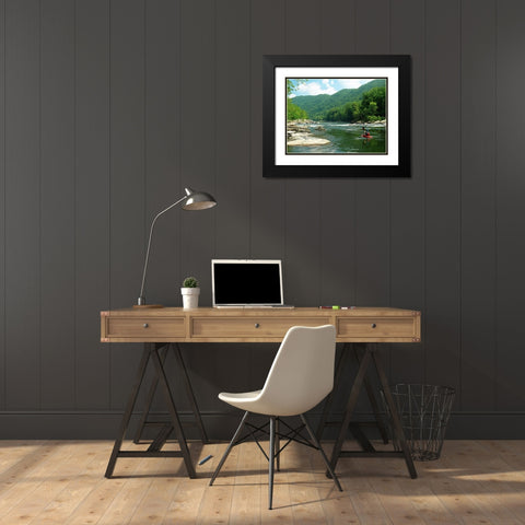Whitewater Raft Black Modern Wood Framed Art Print with Double Matting by Lee, Rachel