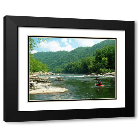 Whitewater Raft Black Modern Wood Framed Art Print with Double Matting by Lee, Rachel