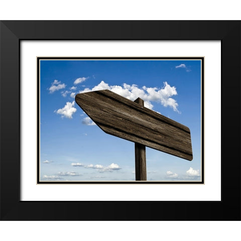 Wooden Arrow Sign Black Modern Wood Framed Art Print with Double Matting by Lee, Rachel