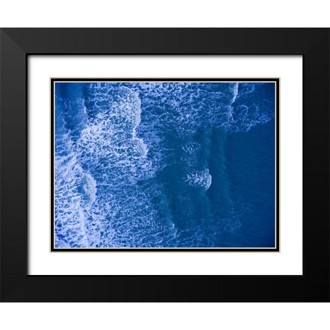 Blue Waves Black Modern Wood Framed Art Print with Double Matting by Malone, Will