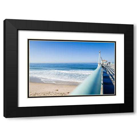 Manhattan Beach Pier Black Modern Wood Framed Art Print with Double Matting by Malone, Will