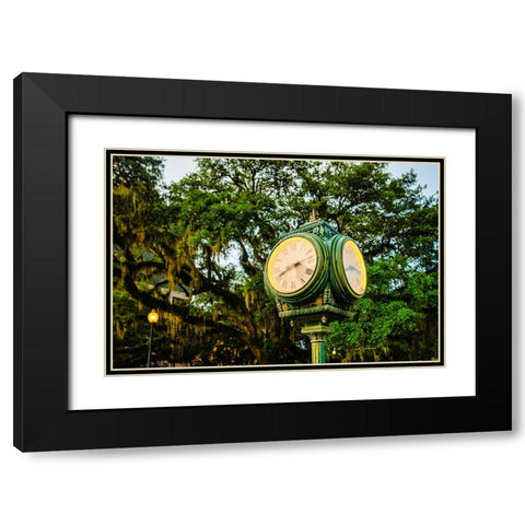 Chain of Parks Clock Black Modern Wood Framed Art Print with Double Matting by Malone, Will