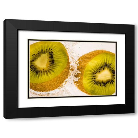Kiwi Splash Black Modern Wood Framed Art Print with Double Matting by Malone, Will