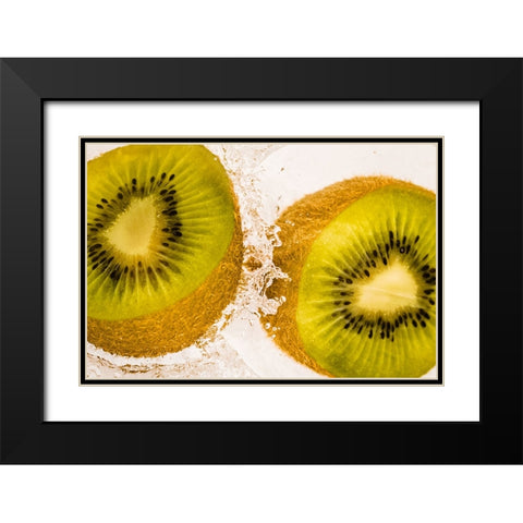 Kiwi Splash Black Modern Wood Framed Art Print with Double Matting by Malone, Will