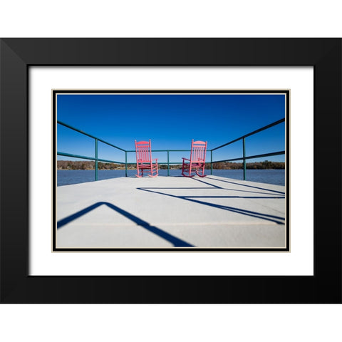 Pink Chairs Black Modern Wood Framed Art Print with Double Matting by Malone, Will