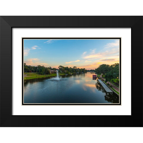 Cane River Sunset Black Modern Wood Framed Art Print with Double Matting by Malone, Will
