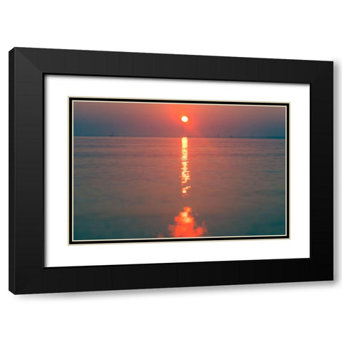 The Red Sun Black Modern Wood Framed Art Print with Double Matting by Malone, Will