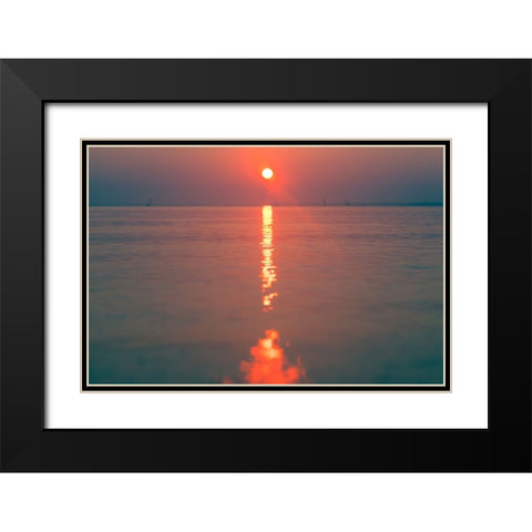 The Red Sun Black Modern Wood Framed Art Print with Double Matting by Malone, Will