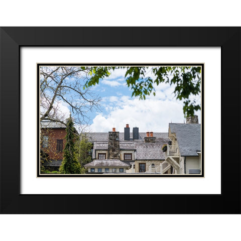 European Rooftops Black Modern Wood Framed Art Print with Double Matting by Malone, Will