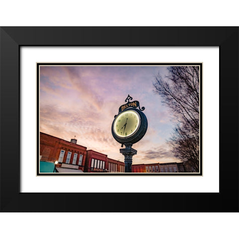 Belton Clock Black Modern Wood Framed Art Print with Double Matting by Malone, Will