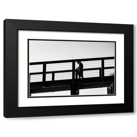 Fishin 2 Black Modern Wood Framed Art Print with Double Matting by Malone, Will