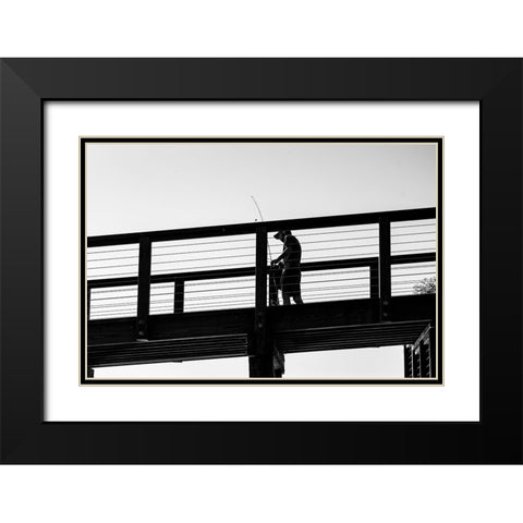 Fishin 2 Black Modern Wood Framed Art Print with Double Matting by Malone, Will