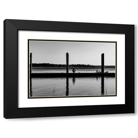 Monochrome Dock 2 Black Modern Wood Framed Art Print with Double Matting by Malone, Will