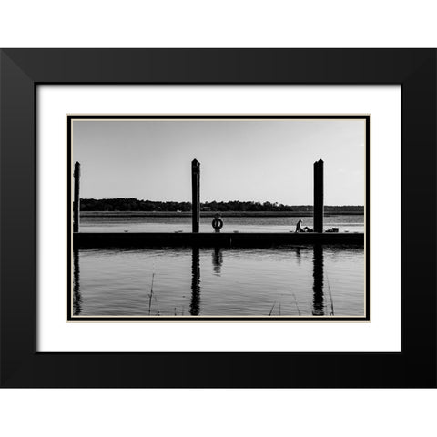 Monochrome Dock 2 Black Modern Wood Framed Art Print with Double Matting by Malone, Will