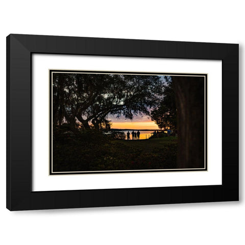 Sunset Spectators Black Modern Wood Framed Art Print with Double Matting by Malone, Will