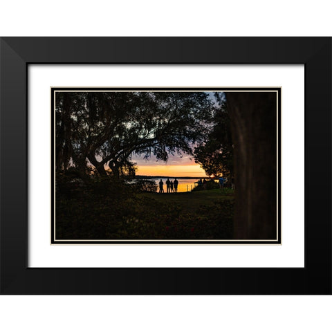 Sunset Spectators Black Modern Wood Framed Art Print with Double Matting by Malone, Will