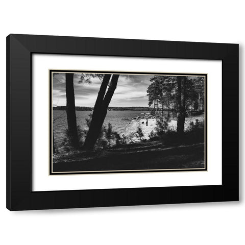 Fun Lake Beach Day Black Modern Wood Framed Art Print with Double Matting by Malone, Will