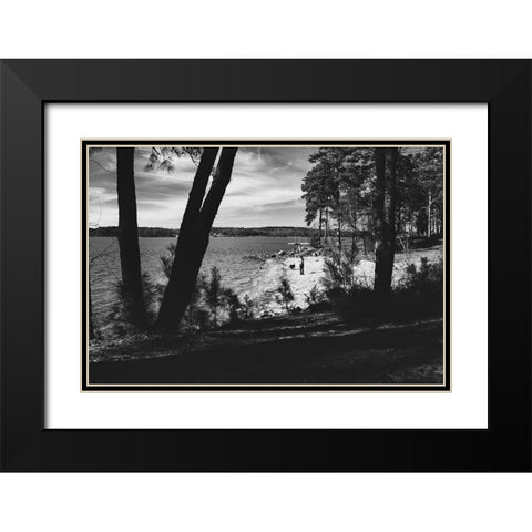 Fun Lake Beach Day Black Modern Wood Framed Art Print with Double Matting by Malone, Will