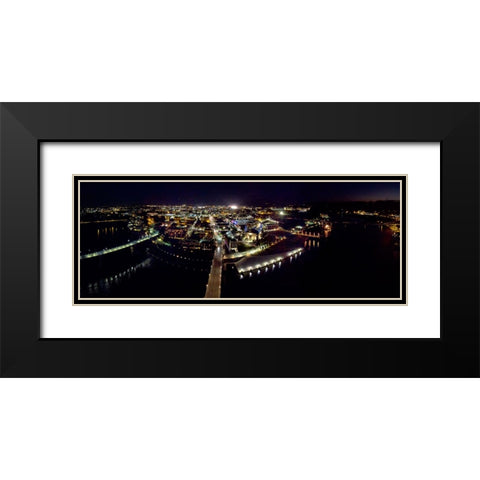 Downtown Night Black Modern Wood Framed Art Print with Double Matting by Malone, Will