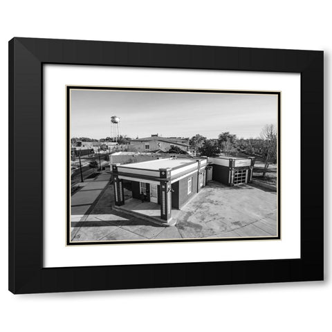 Gulf Oil Aerial Monochrome Black Modern Wood Framed Art Print with Double Matting by Malone, Will