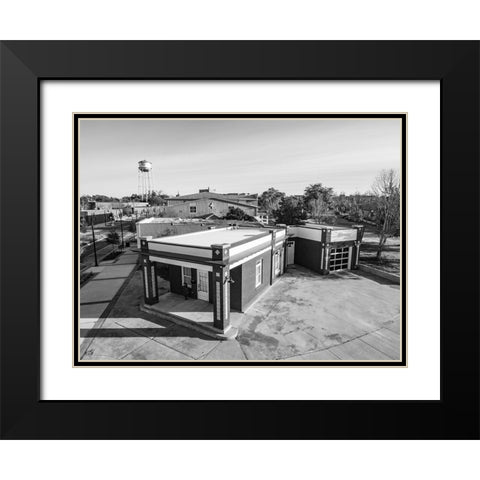 Gulf Oil Aerial Monochrome Black Modern Wood Framed Art Print with Double Matting by Malone, Will
