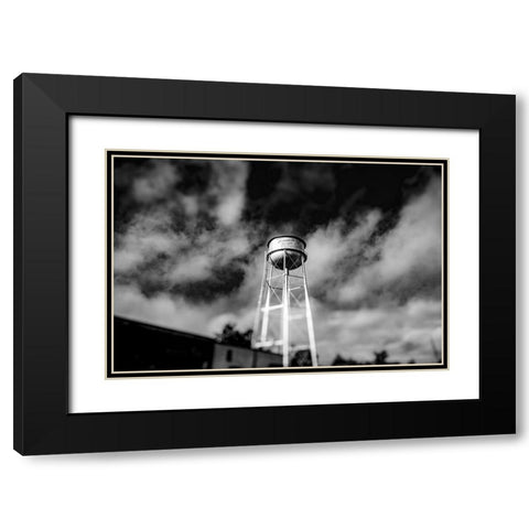 Monochrome Watertower Black Modern Wood Framed Art Print with Double Matting by Malone, Will