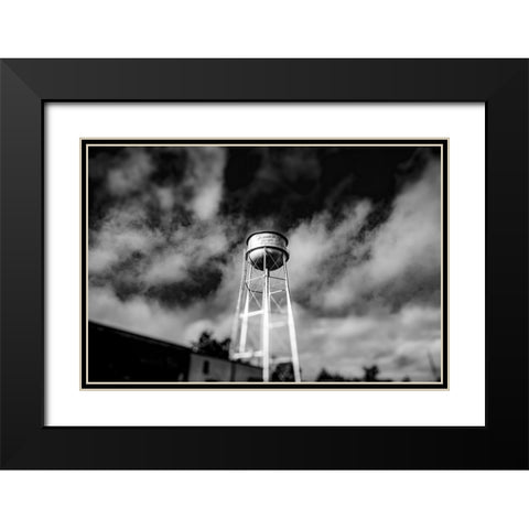 Monochrome Watertower Black Modern Wood Framed Art Print with Double Matting by Malone, Will