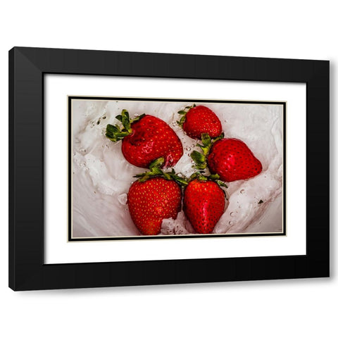 Strawberry Dance 2 Black Modern Wood Framed Art Print with Double Matting by Malone, Will