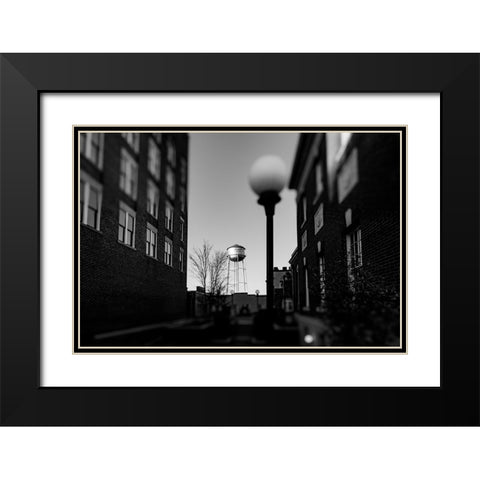 Watertower Alley Black Modern Wood Framed Art Print with Double Matting by Malone, Will
