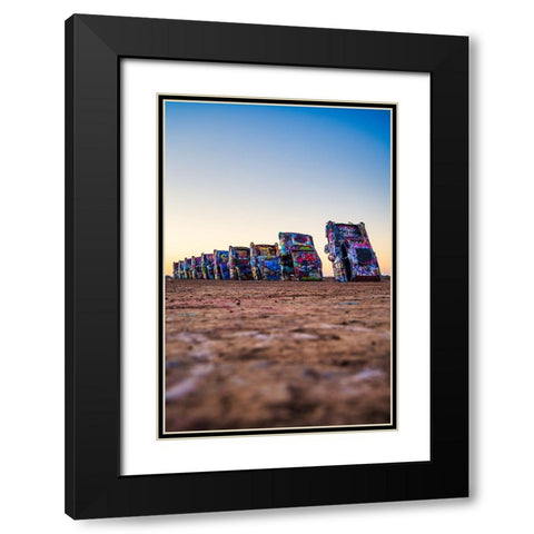 Cadillac Ranch Vertical Black Modern Wood Framed Art Print with Double Matting by Malone, Will