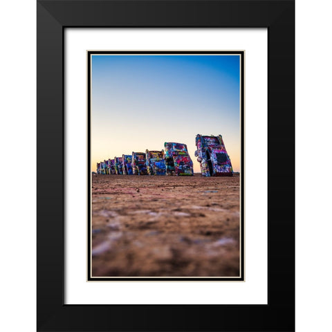 Cadillac Ranch Vertical Black Modern Wood Framed Art Print with Double Matting by Malone, Will