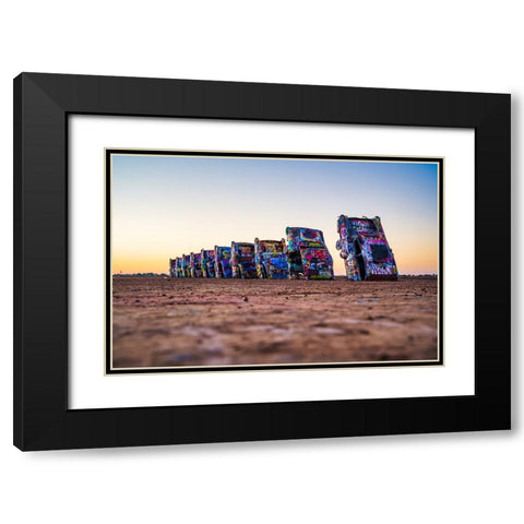 Cadillac Ranch Black Modern Wood Framed Art Print with Double Matting by Malone, Will