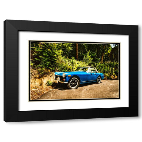 Little Blue Car Black Modern Wood Framed Art Print with Double Matting by Malone, Will
