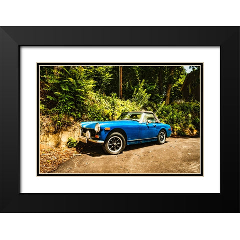 Little Blue Car Black Modern Wood Framed Art Print with Double Matting by Malone, Will