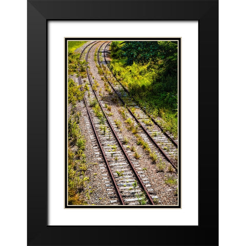 Saluda Tracks Curve  Black Modern Wood Framed Art Print with Double Matting by Malone, Will