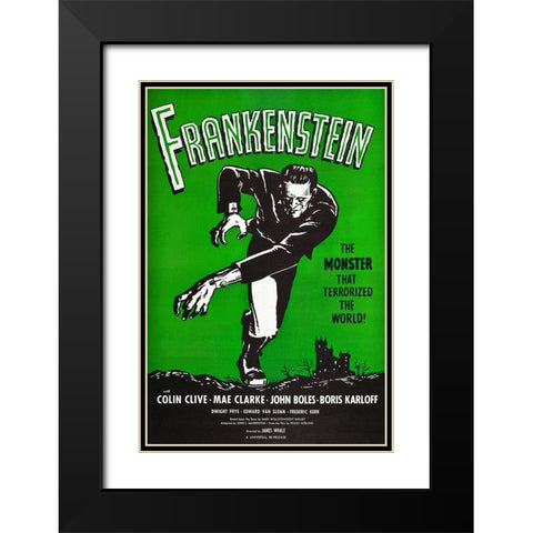Frankenstein the Monster Black Modern Wood Framed Art Print with Double Matting by Screendoor