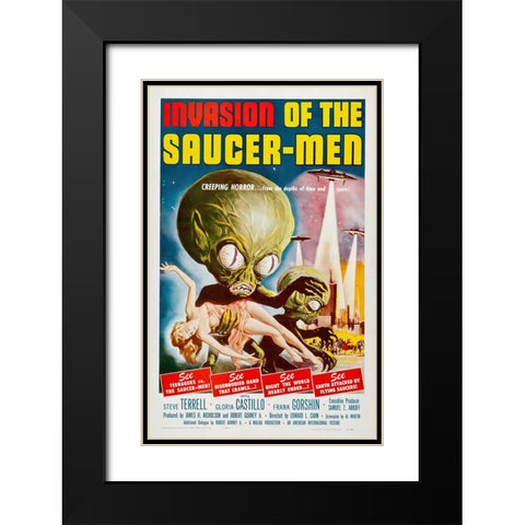 Invasion Of The Saucer Men Black Modern Wood Framed Art Print with Double Matting by Screendoor