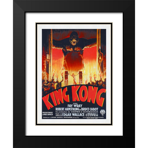 King Kong Black Modern Wood Framed Art Print with Double Matting by Screendoor