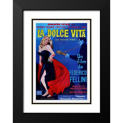 La Dolce Vita Black Modern Wood Framed Art Print with Double Matting by Screendoor