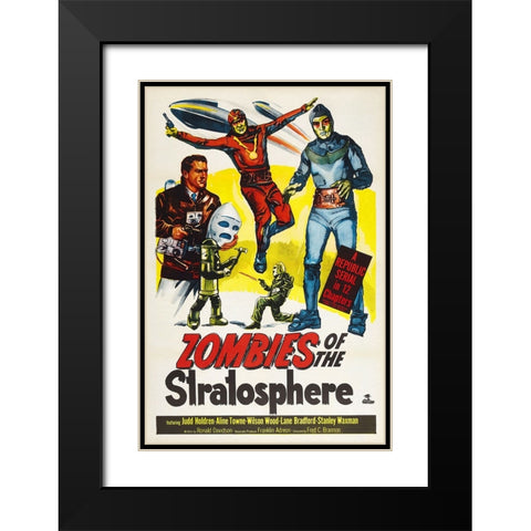 Zombies of the Stratosphere Black Modern Wood Framed Art Print with Double Matting by Screendoor