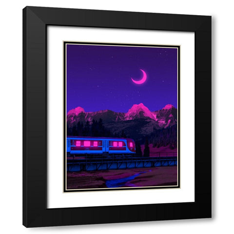 Neon Worlds 3 Black Modern Wood Framed Art Print with Double Matting by Orozco, Danner