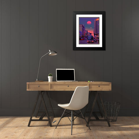Neon Worlds 6 Black Modern Wood Framed Art Print with Double Matting by Orozco, Danner