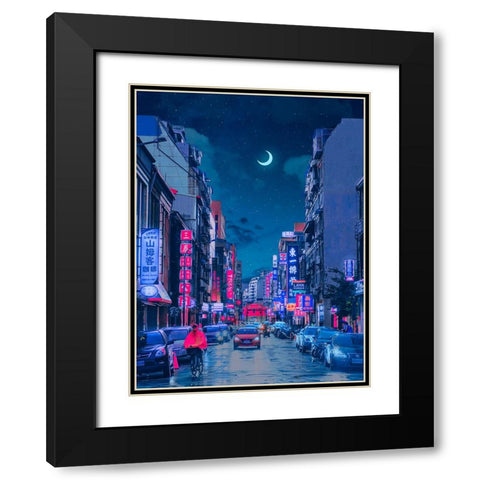 Neon Worlds 7 Black Modern Wood Framed Art Print with Double Matting by Orozco, Danner