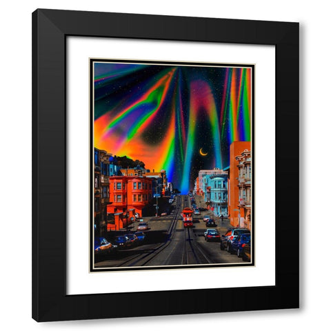 Chromatic Town Black Modern Wood Framed Art Print with Double Matting by Orozco, Danner
