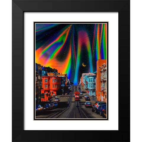 Chromatic Town Black Modern Wood Framed Art Print with Double Matting by Orozco, Danner