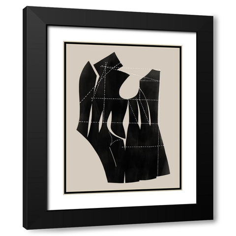 Stitch II Black Modern Wood Framed Art Print with Double Matting by CAG