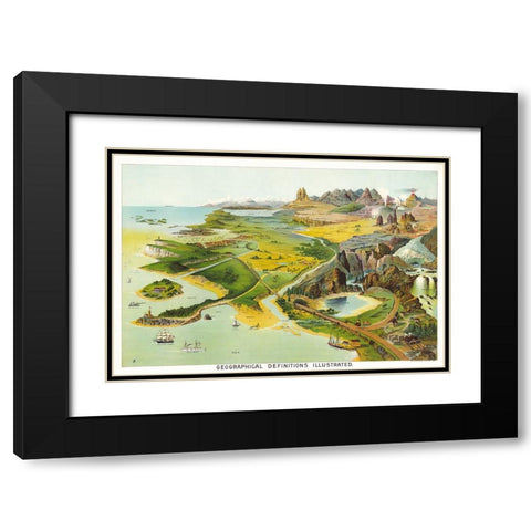 Geographical Definitions Illustrated - 1893 Black Modern Wood Framed Art Print with Double Matting by Yaggy, Levi Walter