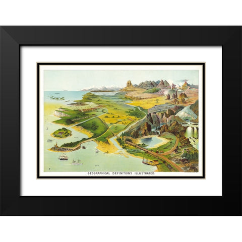 Geographical Definitions Illustrated - 1893 Black Modern Wood Framed Art Print with Double Matting by Yaggy, Levi Walter