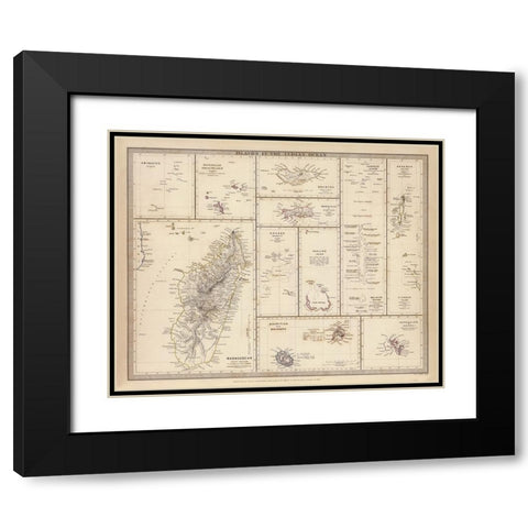 Islands in the Indian Ocean - 1844 Black Modern Wood Framed Art Print with Double Matting by CAG